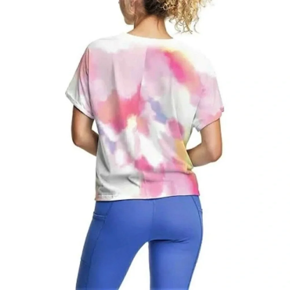 Champion Women's XL Colorful Tie-Dye Front Bow Tie Short Sleeve - Picture 2 of 12